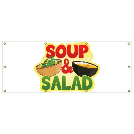 Signmission Soup & Salad Banner Heavy Duty 13 Oz Vinyl with Grommets Single Sided B-96 Soup & Salad